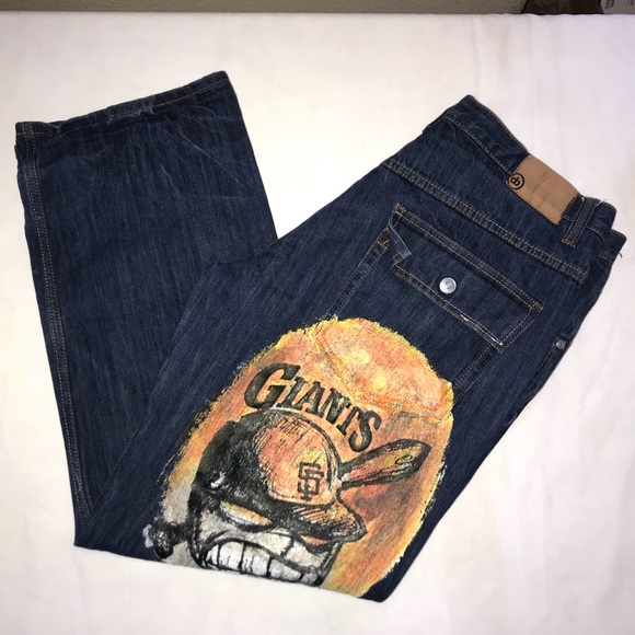 Crown Basics Mens Customized SF Giants Jeans - Picture 2 of 8